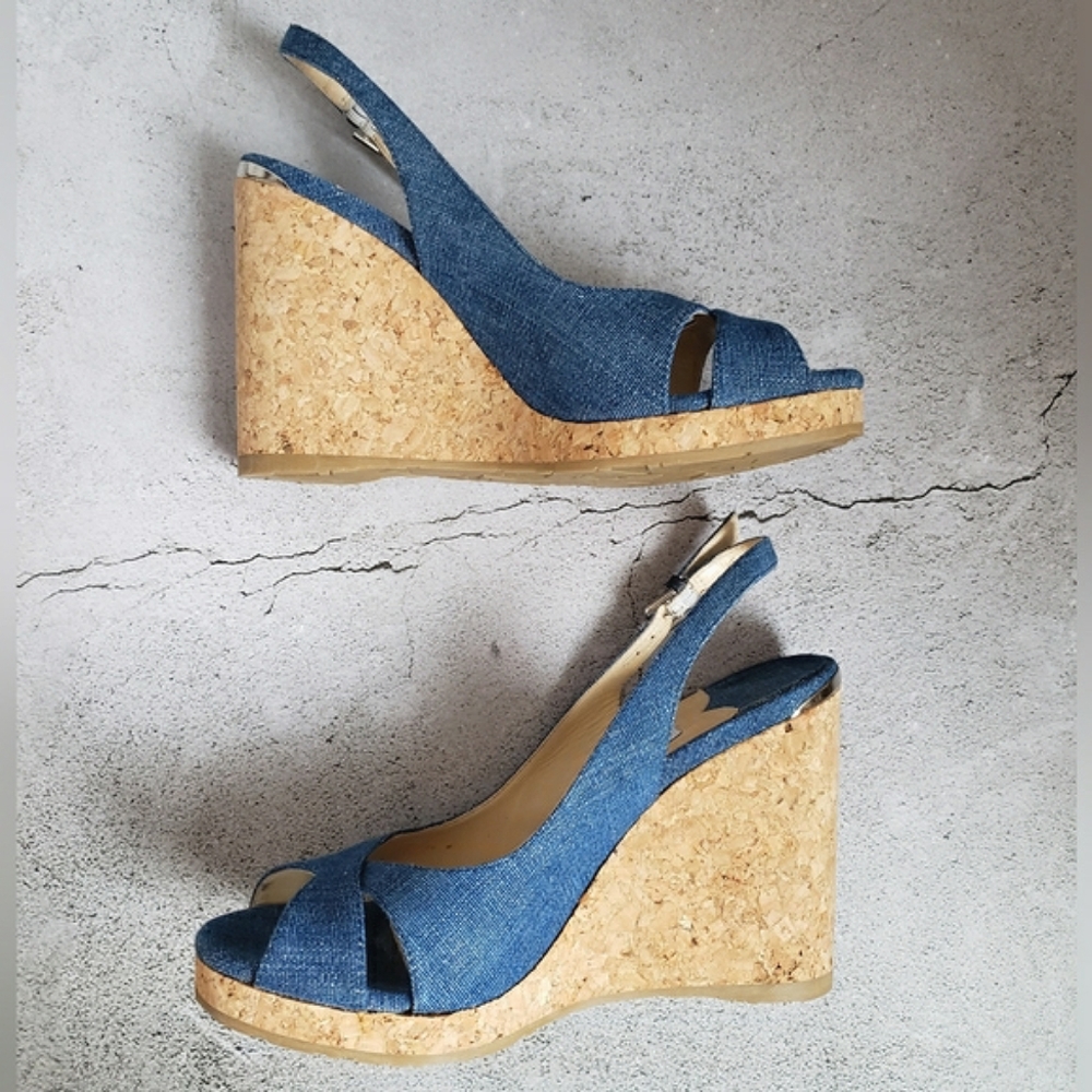 Jimmy Choo Denim Amery 105 Sz 38 - Picture 5 of 12